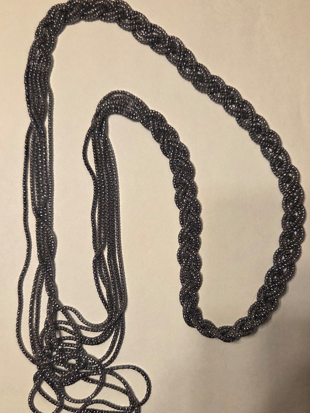 Braided Gunmetal Beaded Necklace